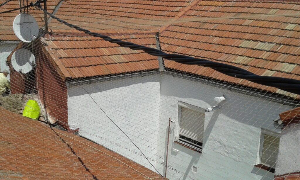 instalacion red antipalomas para proteccion integral  del patio 